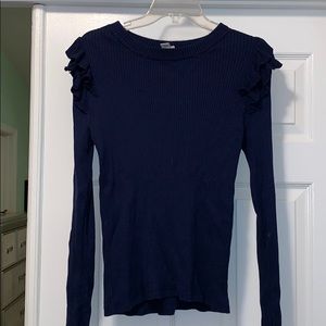 Navy Ruffle Sweater